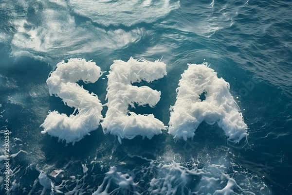 Obraz Ethereal Sea Foam Letters Forming the Word SEA on Ocean Waves