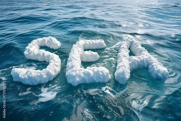 Obraz Sculpted Sea Foam Letters on Rippling Ocean Waters