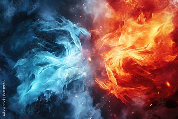 Fototapeta Fire flames on black background. Abstract fire background. Design element