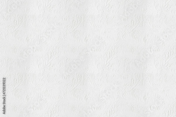 Fototapeta seamless pattern white paper craft embossing style, spring flower vine and floral, wallpaper background element, Ai Generated