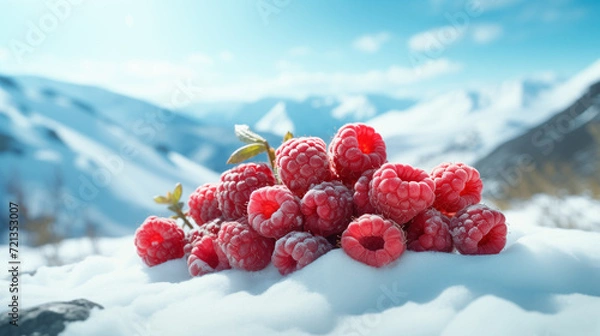 Fototapeta Raspberries in the snow