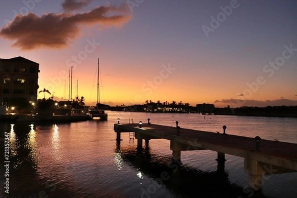 Obraz sunset at the harbor