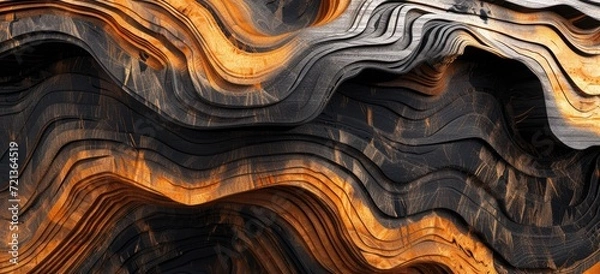 Fototapeta An authentic burned wood texture serves as a rustic and realistic background.