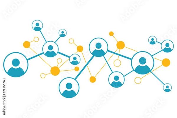 Fototapeta the connection of business team, the network of internet, web connected with the dot, the social media sign for communication