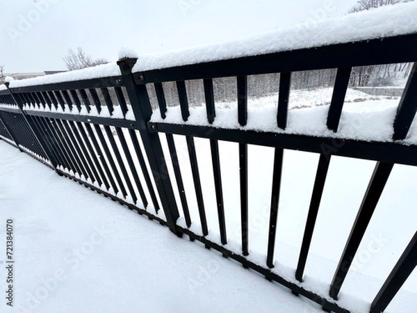 Fototapeta Snow covered railing