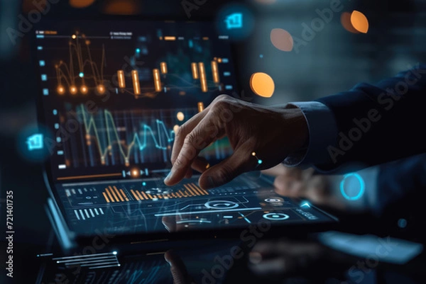Fototapeta Entrepreneur Interpreting Data on Digital Chart
