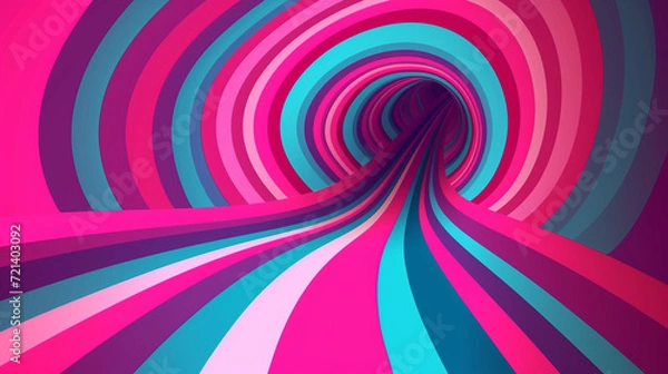 Fototapeta Hot pink & cyan retro groovy background vector presentation design