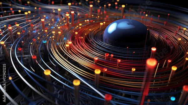Fototapeta Abstract representation of quantum computing processes and calculations