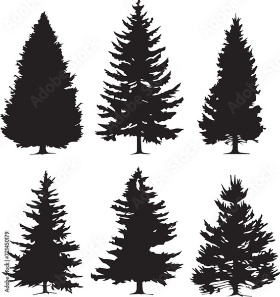Fototapeta Set Trees. Hand drawn vector illustration
