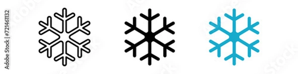 Fototapeta Snowflake icon set. Snow vector set. Christmas snow icon set. Isolated graphic illustration snowfall. Simple snowflake icon in vector design flat style