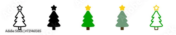 Fototapeta Pine icon set. Fir tree vector set. Christmas tree icon set. Isolated graphic illustration pine. Simple Tree icon in vector design flat style