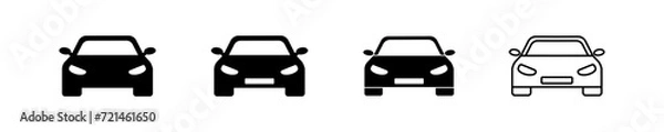 Fototapeta Isolated simple car icon collection. Symbol vehicle front view. Black auto front view. Modern set transport icon in vector design style.