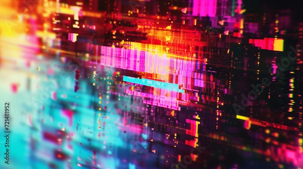 Fototapeta Abstract background with digital glitch effect, distorted pixels