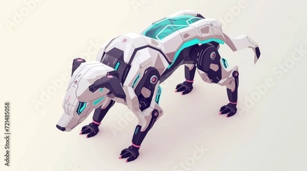 Fototapeta Isometric dog bio robot on white background 3d vector illustration