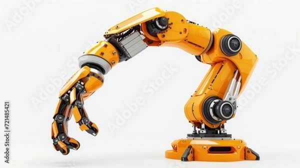 Fototapeta robotic arm 3d on white background. Mechanical hand. Industrial robot manipulator. Modern industrial technology