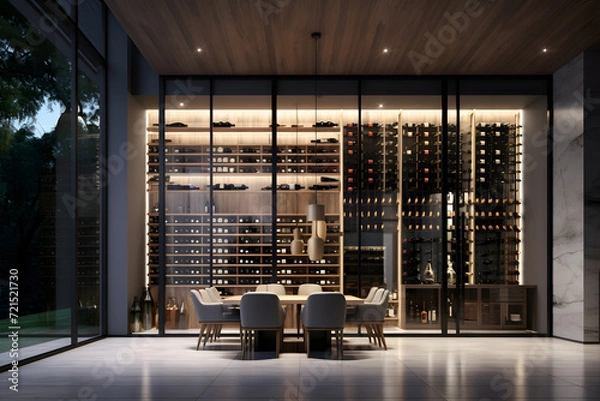 Obraz modern wine storage space with a wine glass 