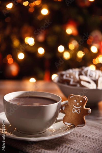 Obraz Hot chocolate with fresh gingerbread