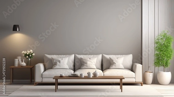Fototapeta A 3d rendering of the interior of a living room.