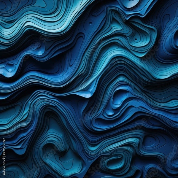 Fototapeta Fondo abstracto con formas sinuosas y textura de piedra liquida de tonos azules