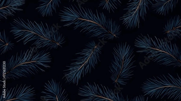 Fototapeta seamless background with coniferous branches pattern, coniferous, fir, 