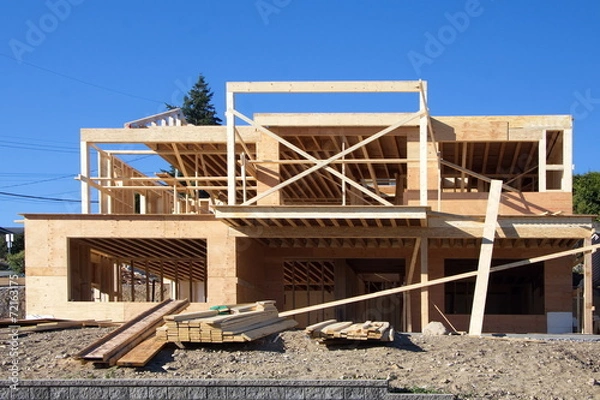 Fototapeta New Construction Framing and Foundation