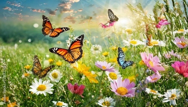 Obraz butterflies and flowers