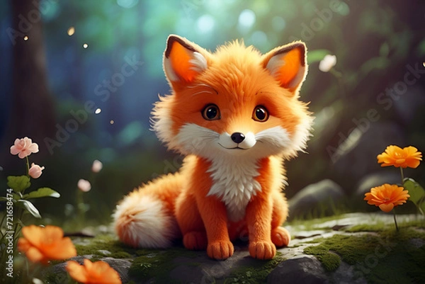 Obraz red fox in the grass