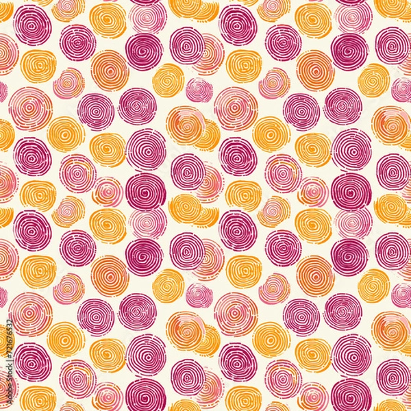 Obraz Pink Yellow Red Doodle Swirl Dot Background Seamless Pattern