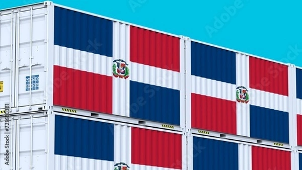 Obraz Dominican Republic logo The Flag of International Trade Emblem Logo and Flag on Metal Containers