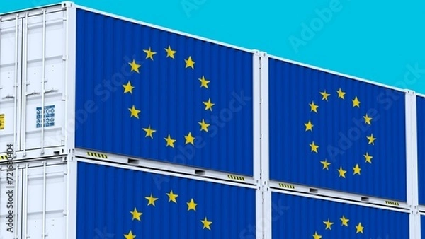 Obraz European Union UE logo Guiding the Way Emblem Logo and Flag in the World of International Trade