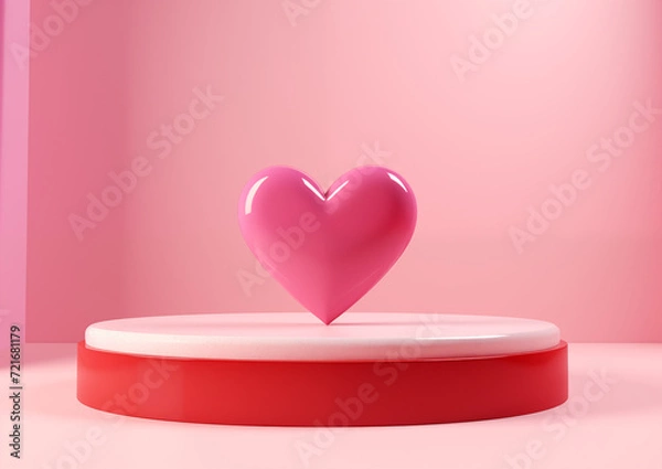 Fototapeta valentine background, floating heart shapes in a romantic environment podium for valentine / anniversary
