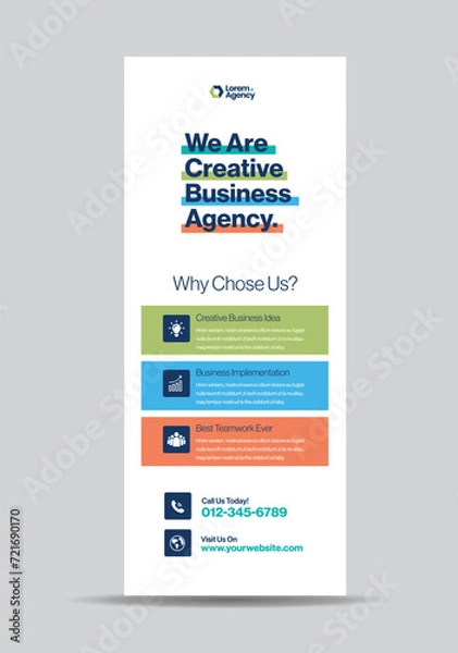 Fototapeta Corporate Business RollUp Banner Design or Stand Up Banner or Vertical Signage or Display Poster Design