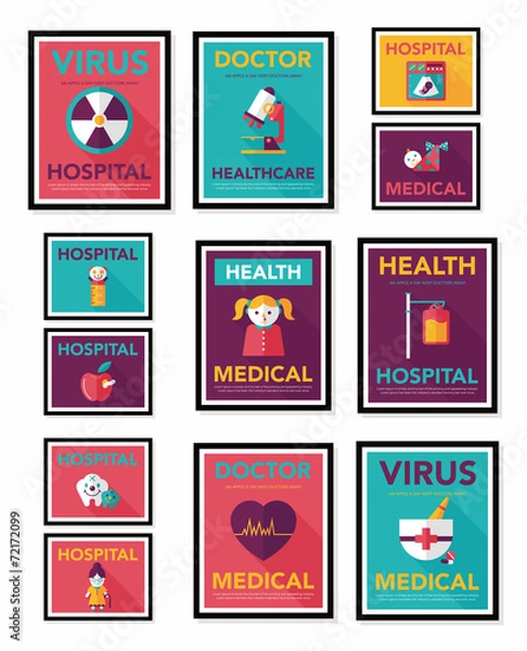 Fototapeta Hospital flat banner design flat background set, eps10