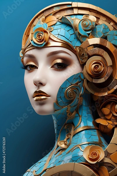 Fototapeta Porcelain girl illustration