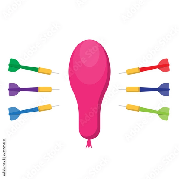Obraz Darts and balloon target hit white background