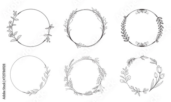 Fototapeta Botanical Circle Frame Vector