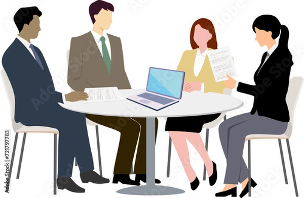 Obraz ミーティングをするビジネスパーソンスタイリッシュイラスト