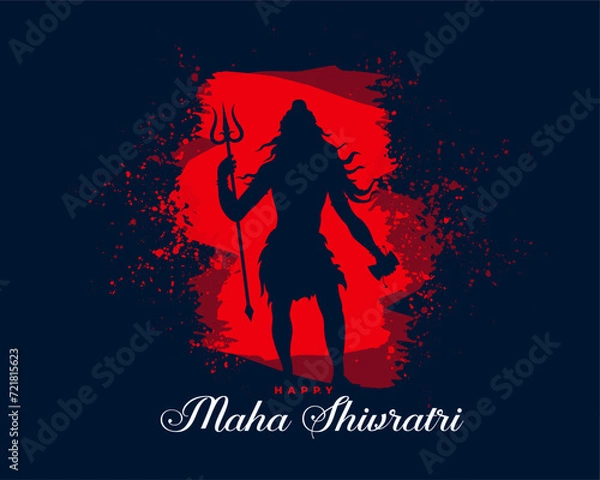 Fototapeta happy maha shivratri greeting background with grungy effect