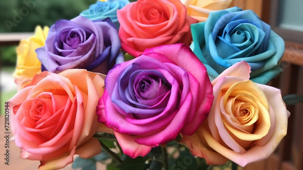 Obraz 
Multicolored Rose. Colorful Rose.