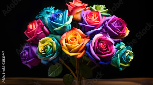 Obraz 
Multicolored Rose. Colorful Rose.