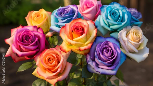Obraz 
Multicolored Rose. Colorful Rose.