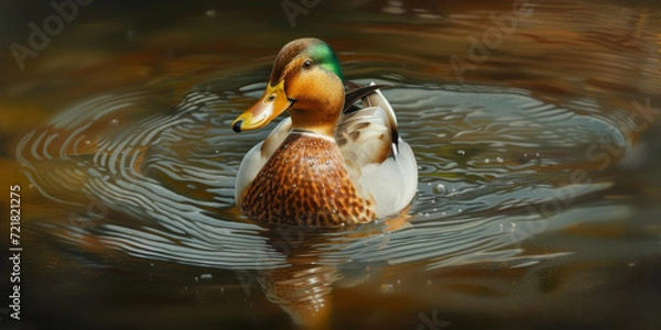 Fototapeta a duck in a pond, generative AI