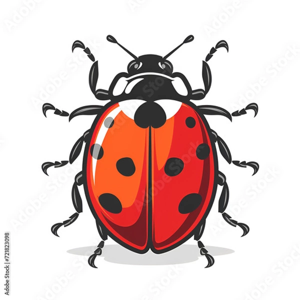 Fototapeta A logo illustration of a red ladybug on a white background. Created with generative AI.