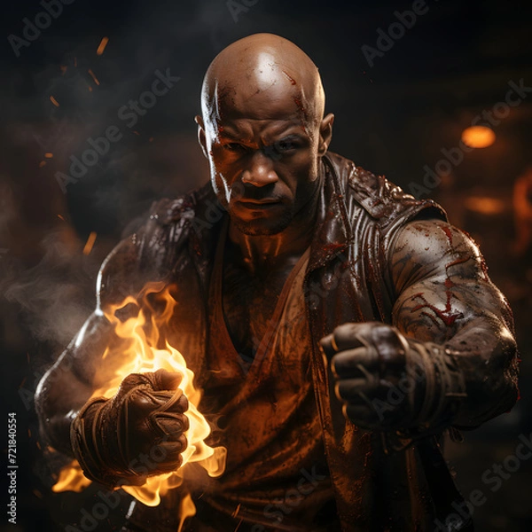 Obraz A Fighter with Hot Fire Fists