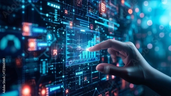 Fototapeta Navigating the Digital Landscape: Software at Work