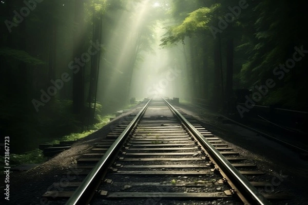 Fototapeta Enchanting railroad vanishing point.