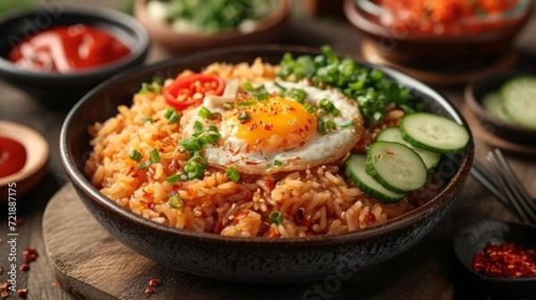 Fototapeta Image of Indonesian Nasi Goreng dish Generative AI