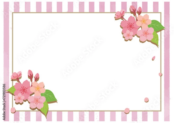 Obraz ピンクの桜の花のあるフレーム