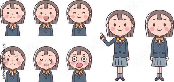Obraz 制服の女の子の表情集