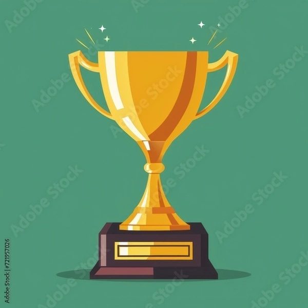 Obraz a gold trophy on a green background
